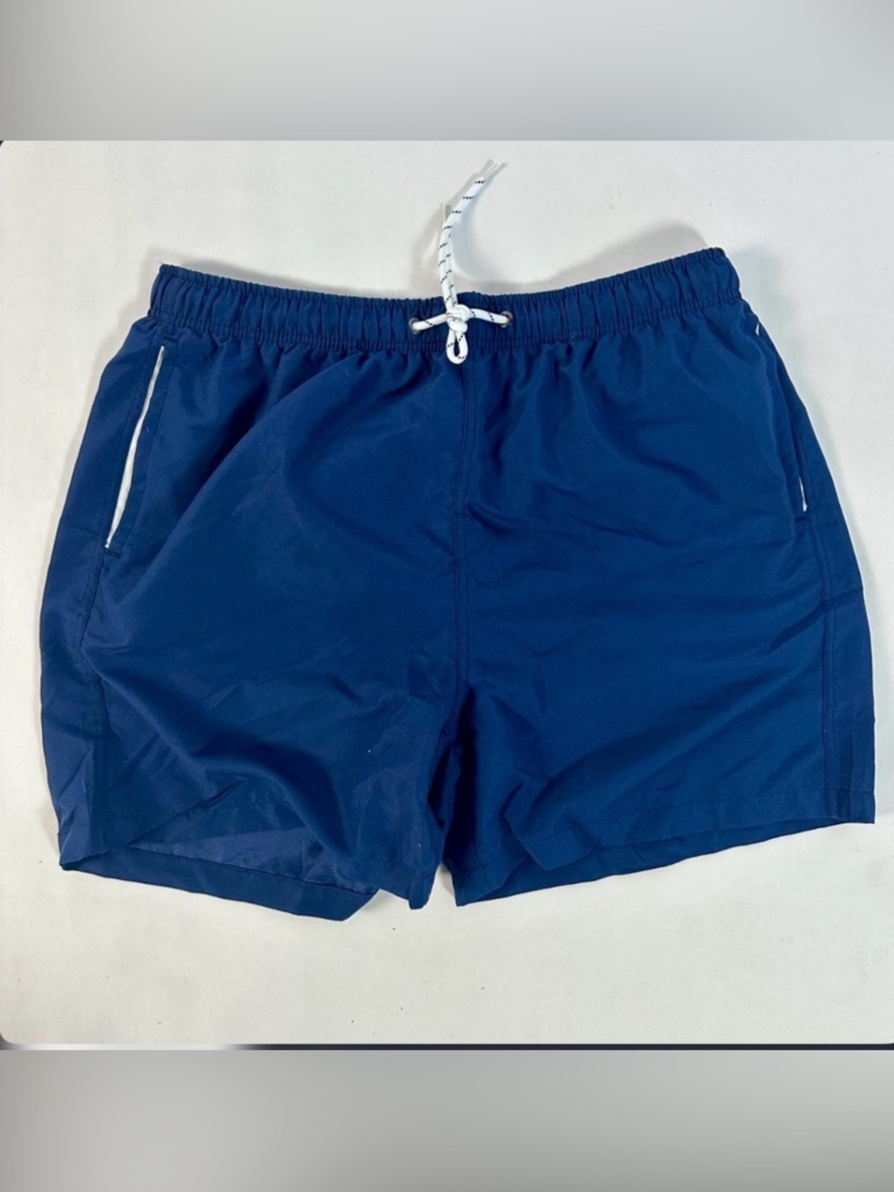 Men's Deep Blue Swim Trunks with Contrast Drawstring